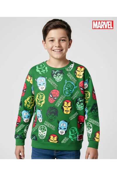 Pine Kids Marvel Terry Knit Drop Shoulder Full Sleeves Sweatshirt With Avenge...