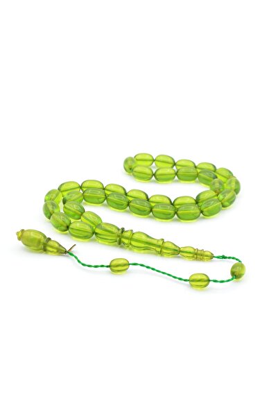 Murty99 Mehmet Arıcı Signed Beyzi Cut Green Crimped Amber Prayer Beads