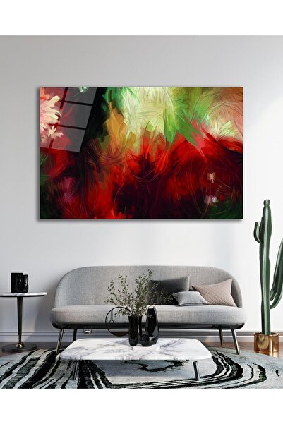 idealizbiz Αφηρημένη παστέλ έγχρωμη γυάλινη ζωγραφική, διακόσμηση τοίχου για ...