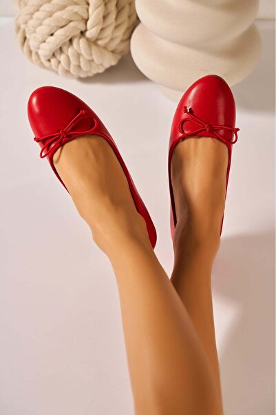 Joana Women's Red Leather Ballet Flats Size 41