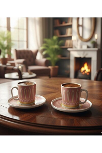 evinbizden Modern Porcelain 2-Person Coffee Cup Set 4 Pieces