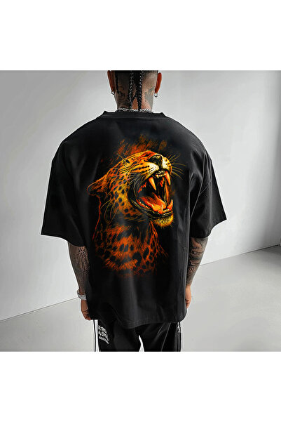Kartier Tricou Negru Oversize Panther Roar