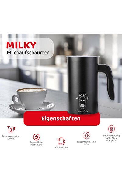 Melchioni Spumator de lapte electric Family Milky, capacitate 300 ml, 4 în 1,...