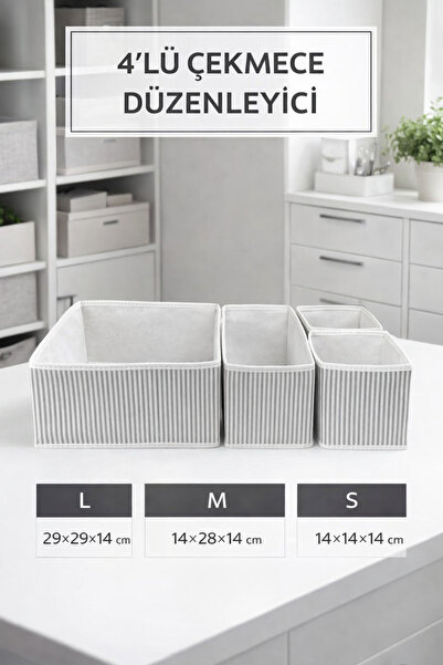 PONÇİK BEBEK 4’lü Çekmece Düzenleyici Set – Çok Amaçlı Organizer 4 Parça Çekm...