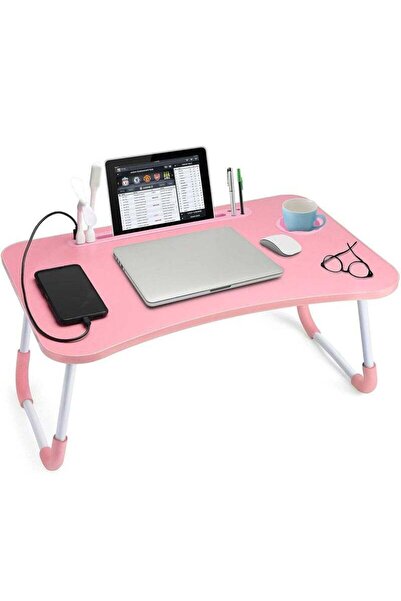 Arabest Foldable Laptop Desk with USB Ports and Cup Holder,for Bed, Couch