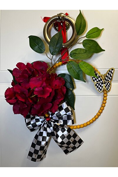 GÜLHOBY زينة باب بتصميم ماكنزي مع شريط مزين بفيونكة مربعة الشكل على شكل فراشة...