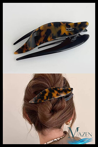 MAZEN Leopard Patterned Vip French Bone Buckle |   Hair Accessory - Custom Pr...