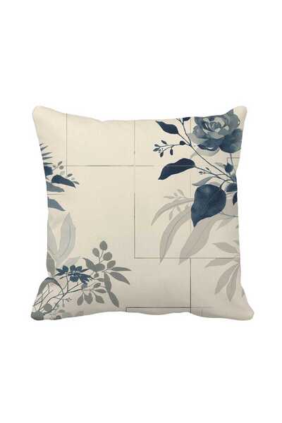 Queen Jera Minimal Botanical Patterned Beige Decorative Throw Pillow Cover - ...