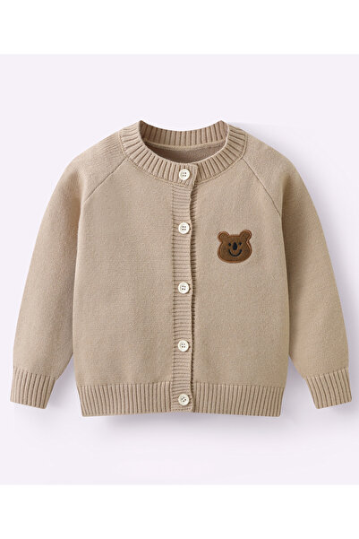 SAPS Bear Patched Cardigan - Brown