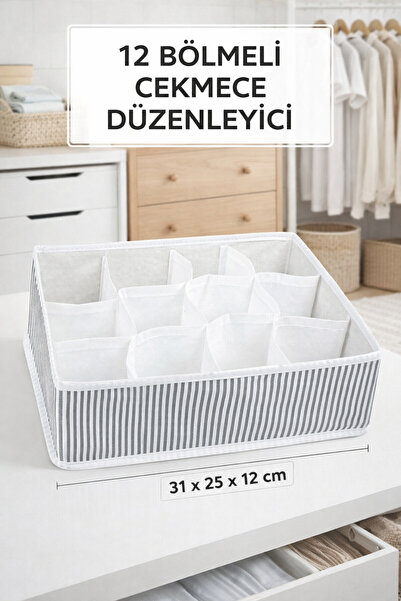PONÇİK BEBEK Şık ve Fonksiyonel Organizer 12 Bölmeli Çekmece Organizeri – Dol...