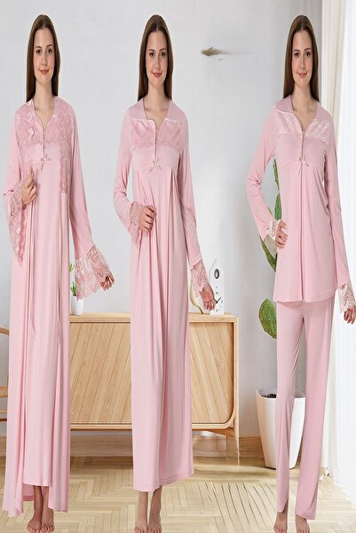 Puerpera Effortt Women's Maternity Nightgown, Dressing Gown and Pajama Set 4086