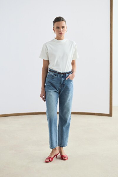 KADRİYE BAŞTÜRK High Waist Straight Leg Jeans Light Blue
