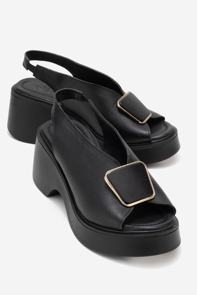 Zeynep Sıradağlı Caleb Kadın Hakiki Deri Sandalet Siyah