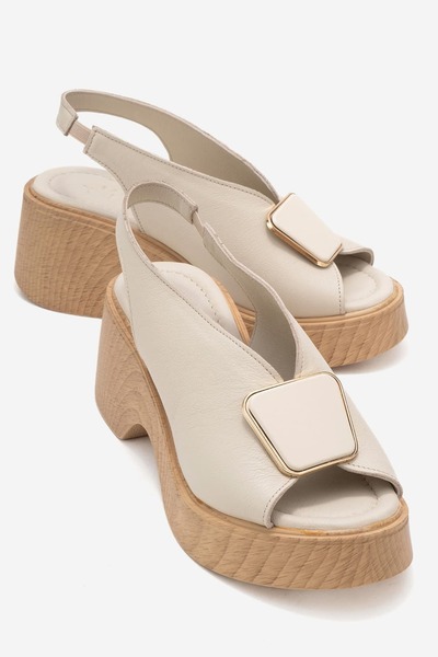 Zeynep Sıradağlı Caleb Women's Genuine Leather Sandals Beige