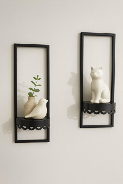 Ragno 2'li metal dekoratif duvar rafı,salon,mutfak,banyo,antre duvar süsü