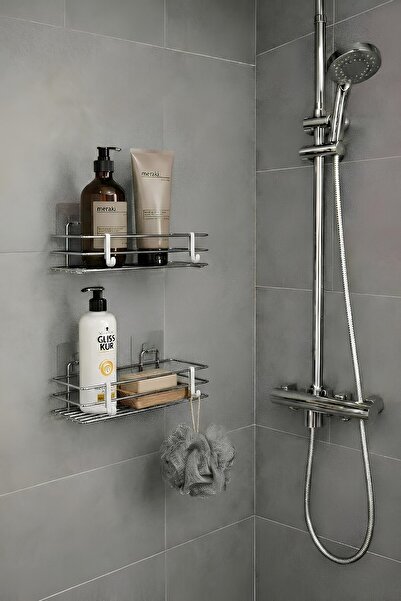 Sas Haus Single Layer Shower Shelf – Bathroom Shampoo Holder & Organizer with...