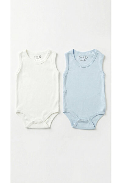 FİYONK BEBE 2'li Paket Pamuklu Çıtçıtlı Erkek Bebek Atlet Body Zıbın