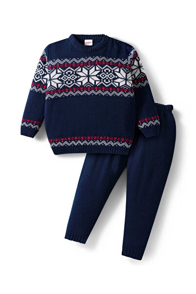 Babyhug Knit Full Sleeves Pullover Sweater & Pants Set with Fair Isle Design ...
