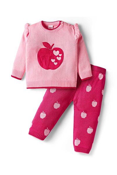 Babyhug Knit Full Sleeves Pullover Sweater and Pants Set with Apple Design & ...