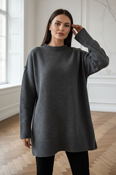 Curly سترة أنثراسايت كبيرة الحجم