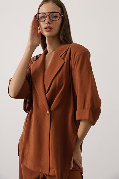 vuvutasarım New Season Half Sleeve Oversize Slit Women's Jacket 39180