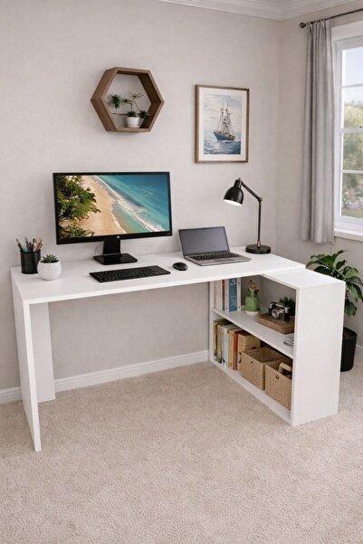 258 MoLife Ren Çalışma Masası , Bilgisayar Masası Kitaplıklı