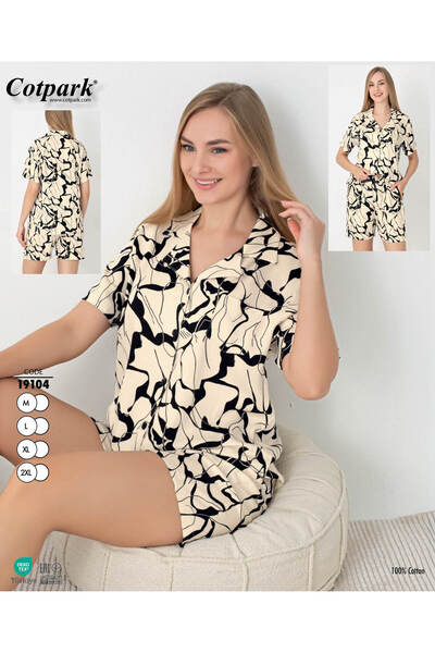 Cotpark Women's 100% Cotton Short-Sleeve Shorts Pajamas Set 19104