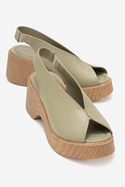 Zeynep Sıradağlı Cortez Women's Genuine Leather Sandals Green