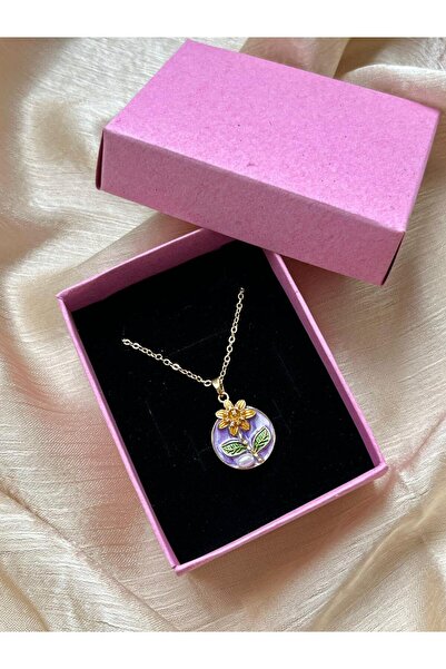 D&Z ACCESSORİES Sevgililer Günü Pembe Hediye Kutusu | Mor İşlemeli Taşlı İnci...