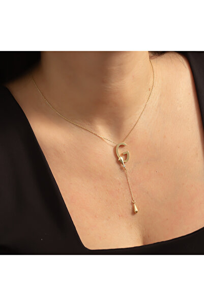 moda kuyumcu Altın G harfi Kolye B932092