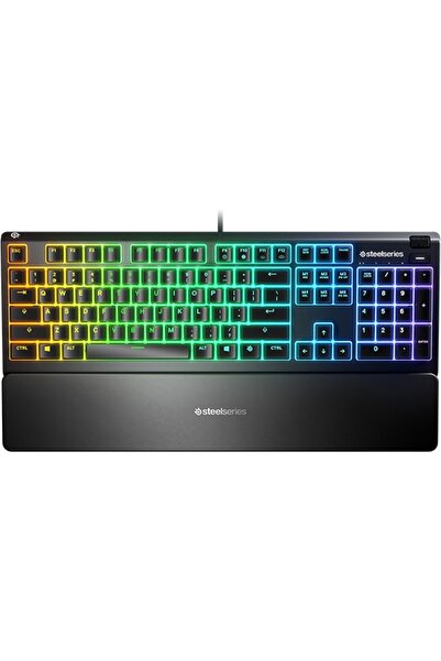 SteelSeries Apex 3 Gaming Keyboard, Whisper-Quiet Switch, USB, Black