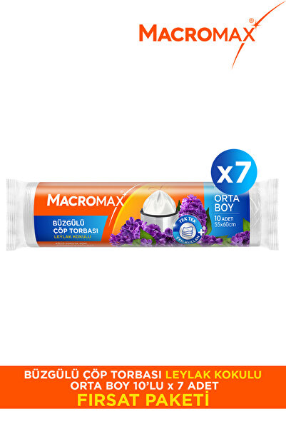 MACROMAX Drawstring Garbage Bag Medium Size Lilac Scented 10Pcs X7