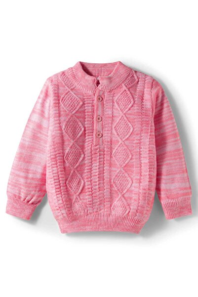 Babyhug Knit Full Sleeves Pullover with Cable Knit Design - Pink