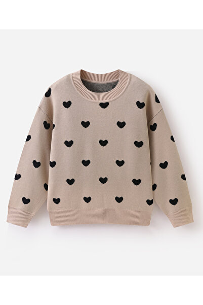SAPS Pullover with Hearts Embroidery - Dark Beige
