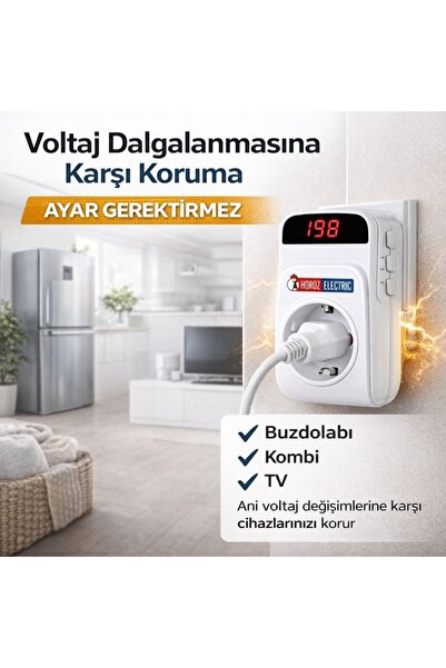 Genel Markalar Horoz PROTEX-R Voltaj Korumalı Priz – Dijital Ekranlı, Ayarlanabilir Aşırı & Düşük Voltaj Koruması