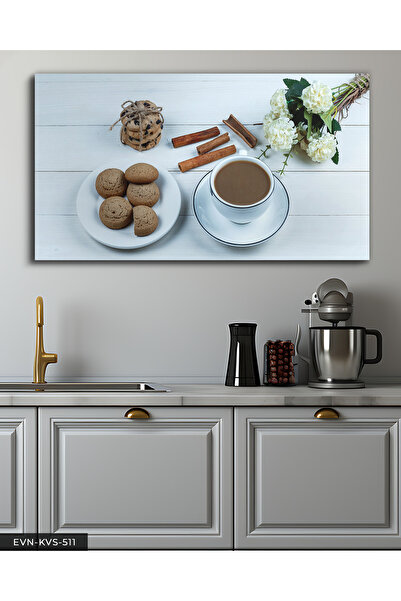 Evinemoda Coffee Cookie Flower Single Piece Canvas - Canvas Art Print