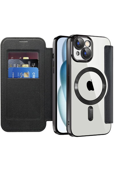 Techsuit SmartMag Book Case for iPhone 15 - Black