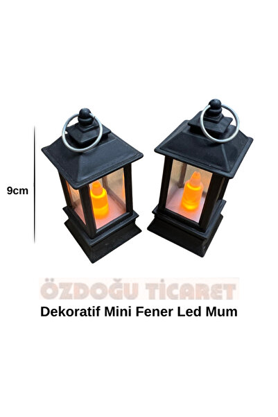 ÖZDOĞU TİCARET Dekoratif Siyah Mini Fener Led Mum (3 adet) 9cm