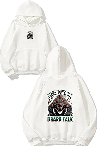 VSRN Φούτερ με κουκούλα Crocodile 1 Design με στάμπα, σε μεγάλο μέγεθος, λευκό