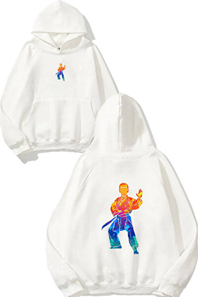 VSRN سويت شيرت أبيض كبير الحجم بتصميم كاريت مطبوع