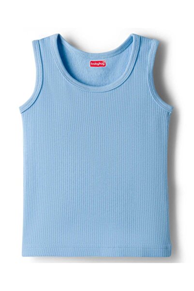 Babyhug Knit Sleeveless Solid Thermal Vest - Light Blue