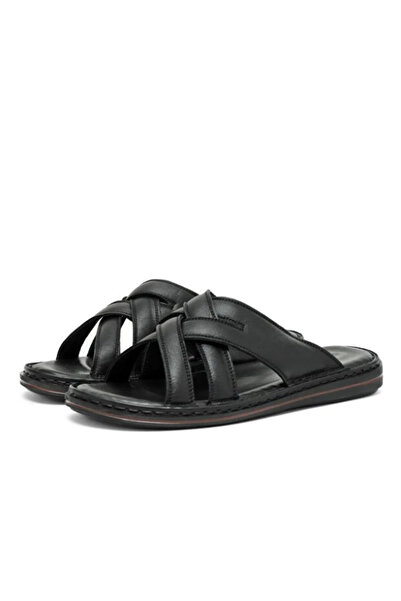 SHOUGO 100% Genuine Leather Orthopedic and Soft Sole Men's Slippers