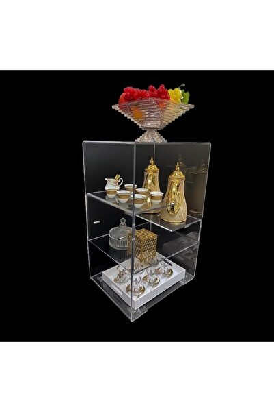 Slasa Unique Acrylic Rolling Serving Trolley 80x60x40 cm – Transparent & Durable