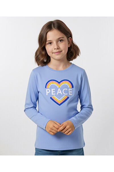 Primo Gino Cotton Knit Full Sleeves T-Shirt with Heart Towel Embroidery - Lig...