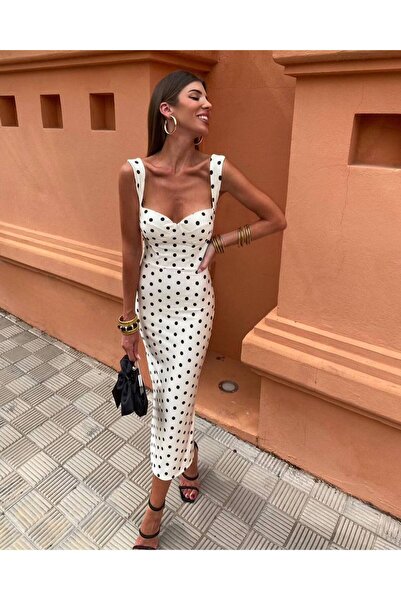 1Moda1Tarz Women's Imported Fabric Printed Polka Dot Pattern Lined Special De...