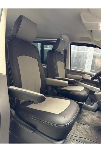 AKINCI غطاء مقعد السيارة متوافق مع فولكس فاجن ترانسبورتر 4+1 من 2015 إلى 2024...