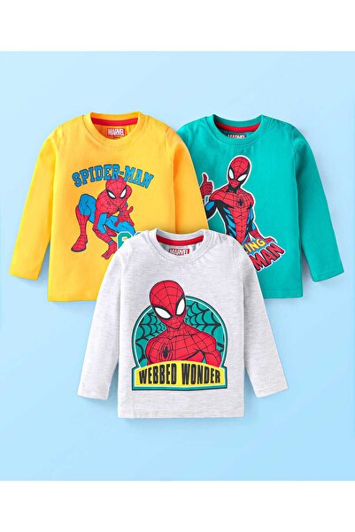 Babyhug Marvel تيشيرتات سبايدرمان بأكمام طويلة من نسيج جيرسي مفرد - عبوة من 3...