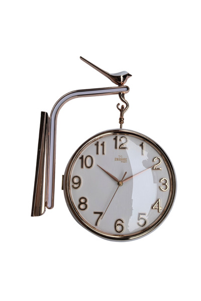 Enarose A552191 Çift Taraflı Bombe Camlı Sessiz İstasyon Duvar Saati