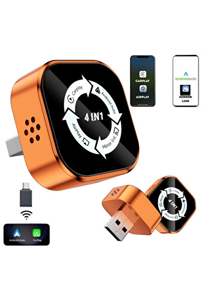 MAUEX Adaptor Auto MAUEX® 4 în 1 Wireless CarPlay Android Auto AirPlay Mirror...