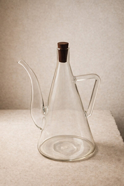 SUELF CO Akasya Tıpalı Borosilikat Cam Yağdanlık (500 ml)